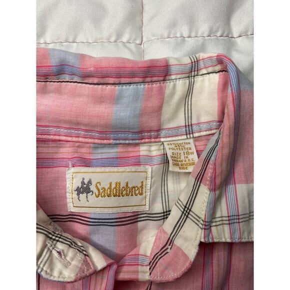 Saddlebred plaid pink button up top size 18W - Picture 3 of 3